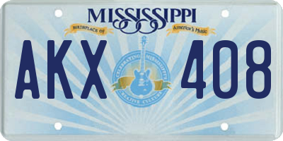 MS license plate AKX408