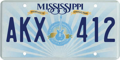MS license plate AKX412