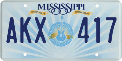 MS license plate AKX417