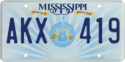 MS license plate AKX419
