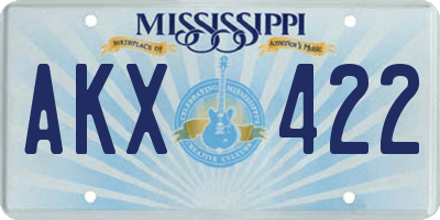MS license plate AKX422