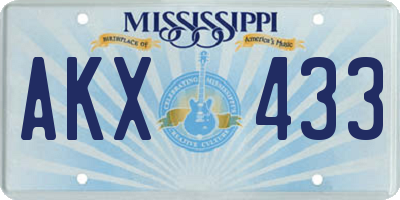 MS license plate AKX433