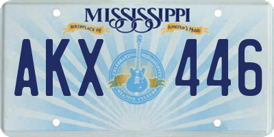 MS license plate AKX446