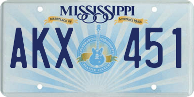 MS license plate AKX451