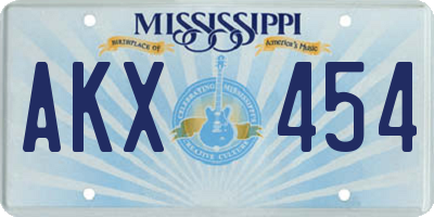 MS license plate AKX454