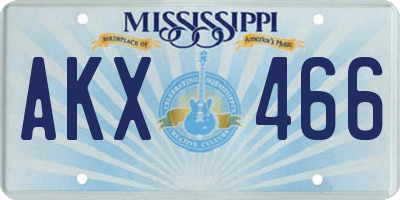 MS license plate AKX466