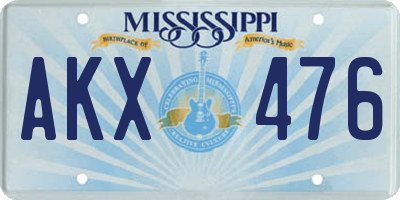 MS license plate AKX476