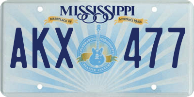 MS license plate AKX477