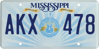 MS license plate AKX478