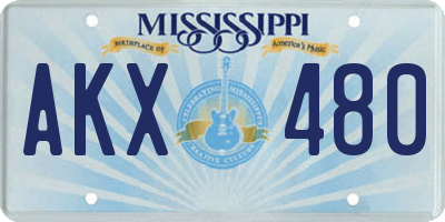 MS license plate AKX480