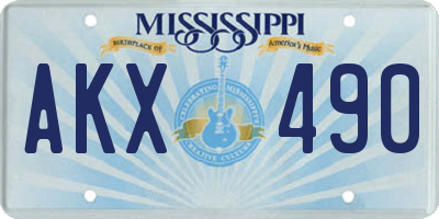 MS license plate AKX490