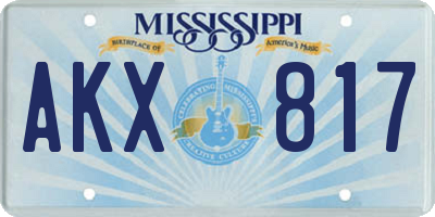 MS license plate AKX817