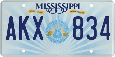 MS license plate AKX834