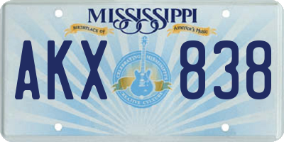 MS license plate AKX838