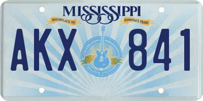 MS license plate AKX841