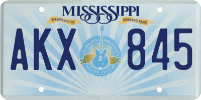 MS license plate AKX845