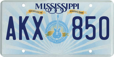 MS license plate AKX850