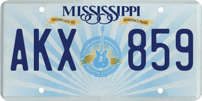 MS license plate AKX859