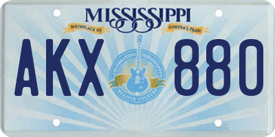 MS license plate AKX880