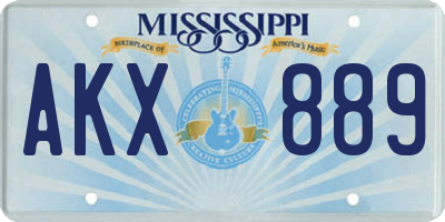 MS license plate AKX889