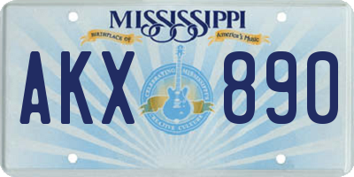 MS license plate AKX890