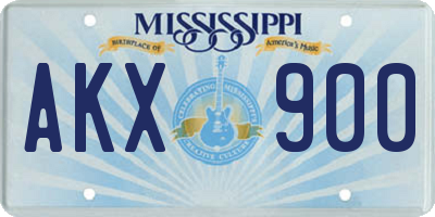 MS license plate AKX900