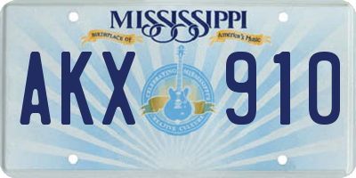 MS license plate AKX910