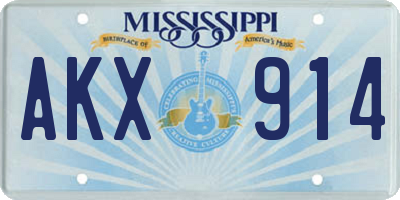 MS license plate AKX914