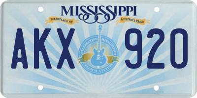 MS license plate AKX920