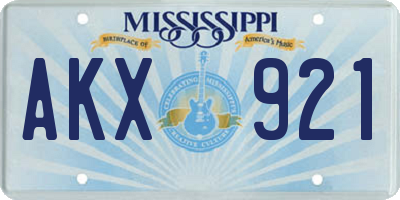 MS license plate AKX921