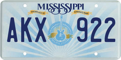 MS license plate AKX922