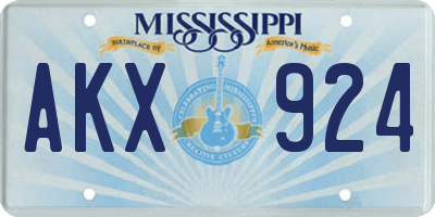 MS license plate AKX924