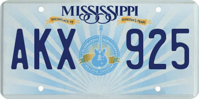 MS license plate AKX925