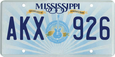 MS license plate AKX926