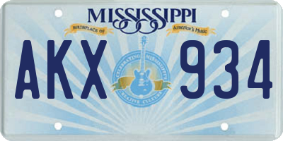 MS license plate AKX934