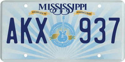 MS license plate AKX937