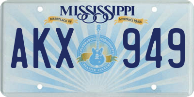 MS license plate AKX949