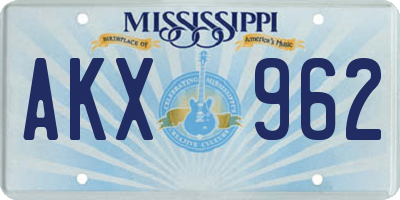 MS license plate AKX962