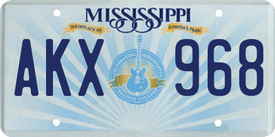 MS license plate AKX968