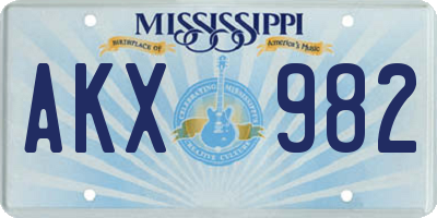 MS license plate AKX982