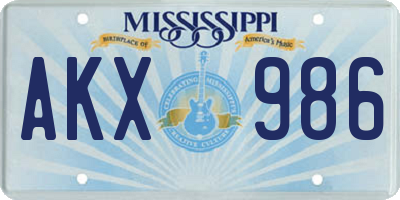 MS license plate AKX986