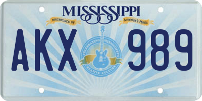 MS license plate AKX989