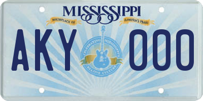 MS license plate AKY000