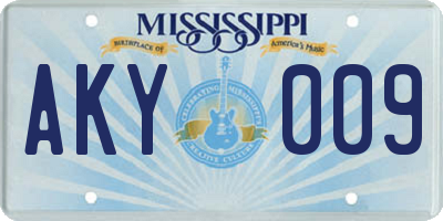 MS license plate AKY009