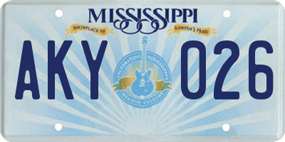 MS license plate AKY026