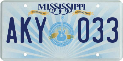 MS license plate AKY033