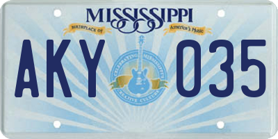 MS license plate AKY035