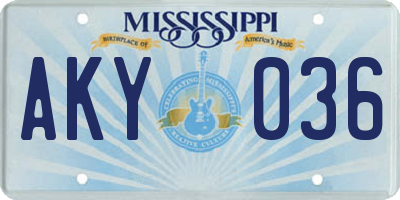 MS license plate AKY036