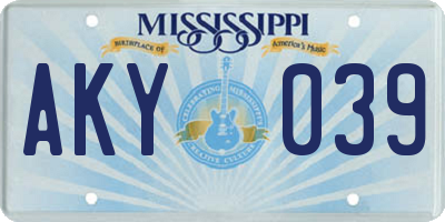 MS license plate AKY039