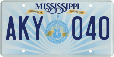 MS license plate AKY040